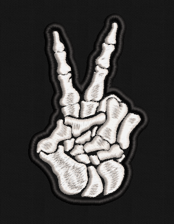 Skeletal Peace Sign Graphic Patch
